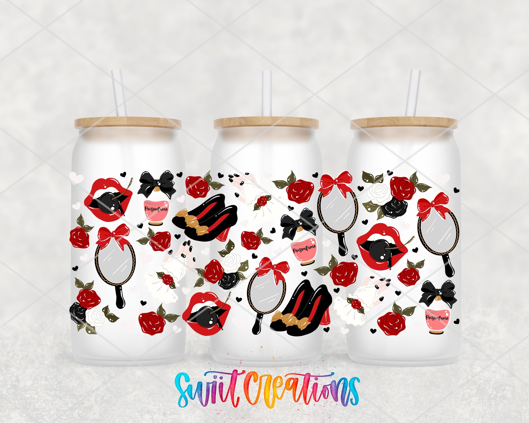 Valentine Roses and Mirror Gothic UV DTF Transfer Tumbler Wrap | DTF326 - Swiit Creations