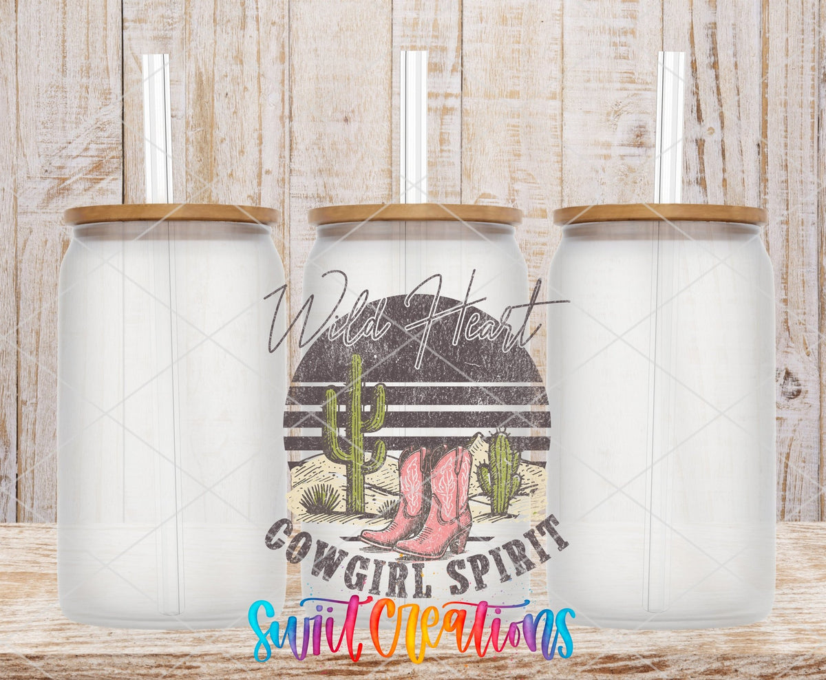 Wild Heart Cowgirl Spirit UV DTF Decal | Western Boots Desert Tumbler Wrap | UV1521 - Swiit Creations