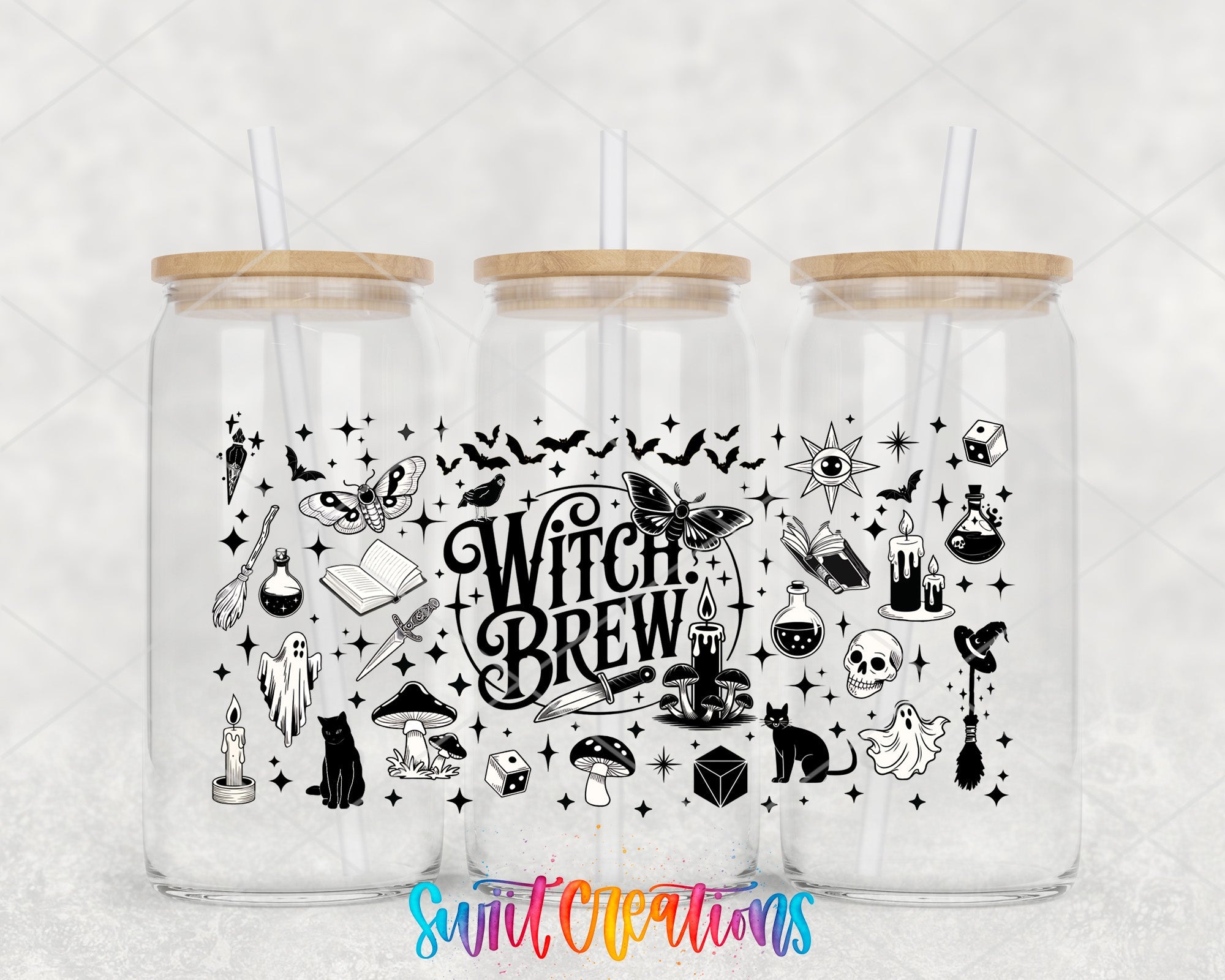 Witch Brew UV DTF Transfer Tumbler Wrap | Spooky Halloween Potion Ghost Cat Cup Decal | DTF289 - Swiit Creations