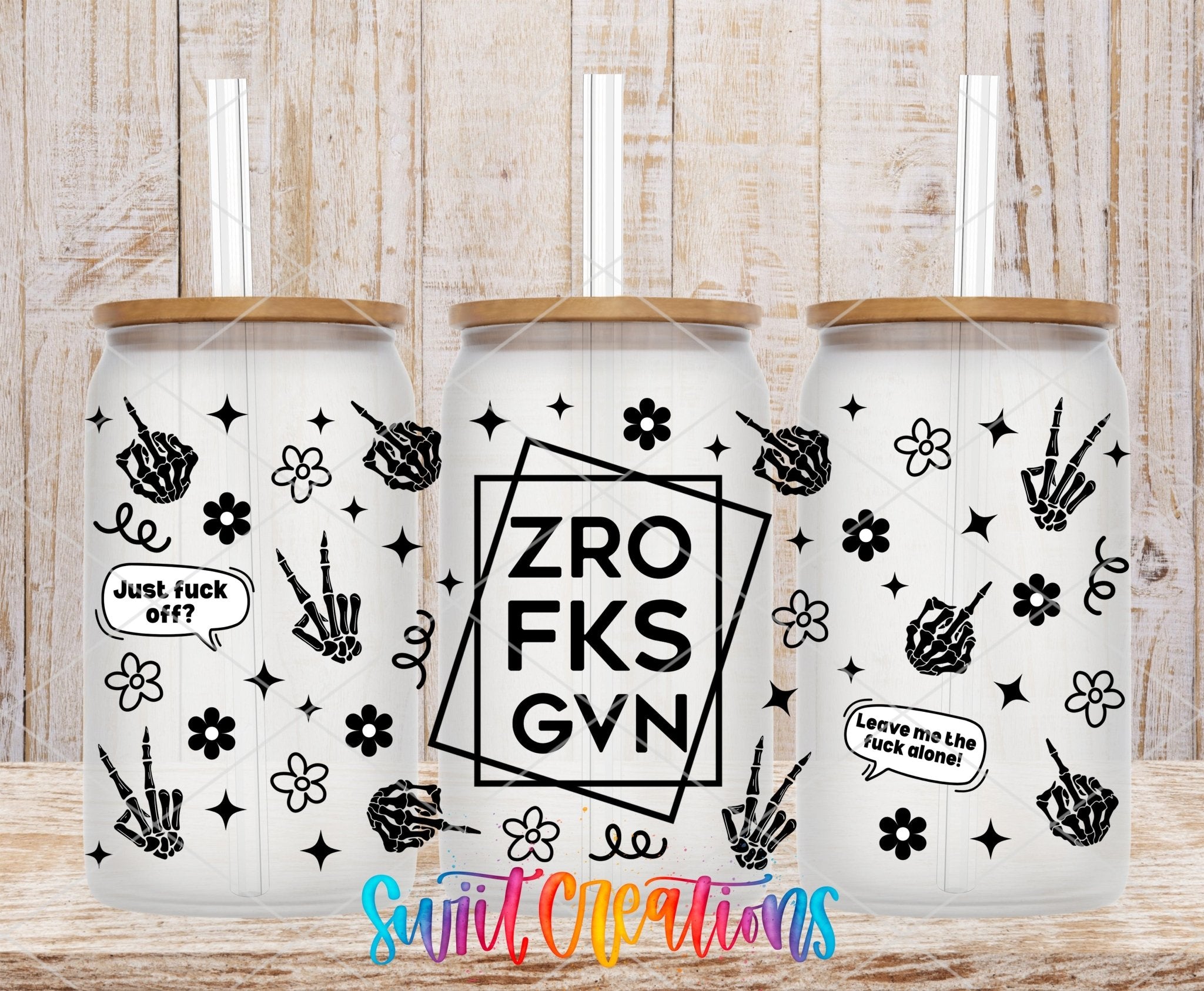 ZRO FKS GVN UV DTF Transfer Tumbler Wrap | Sarcastic Black White Checkered | DTF304 - Swiit Creations