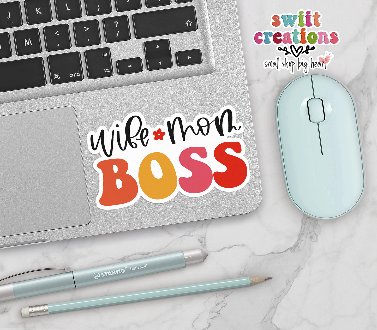Wife Mom Boss Waterproof Sticker (SS169) | SCD083