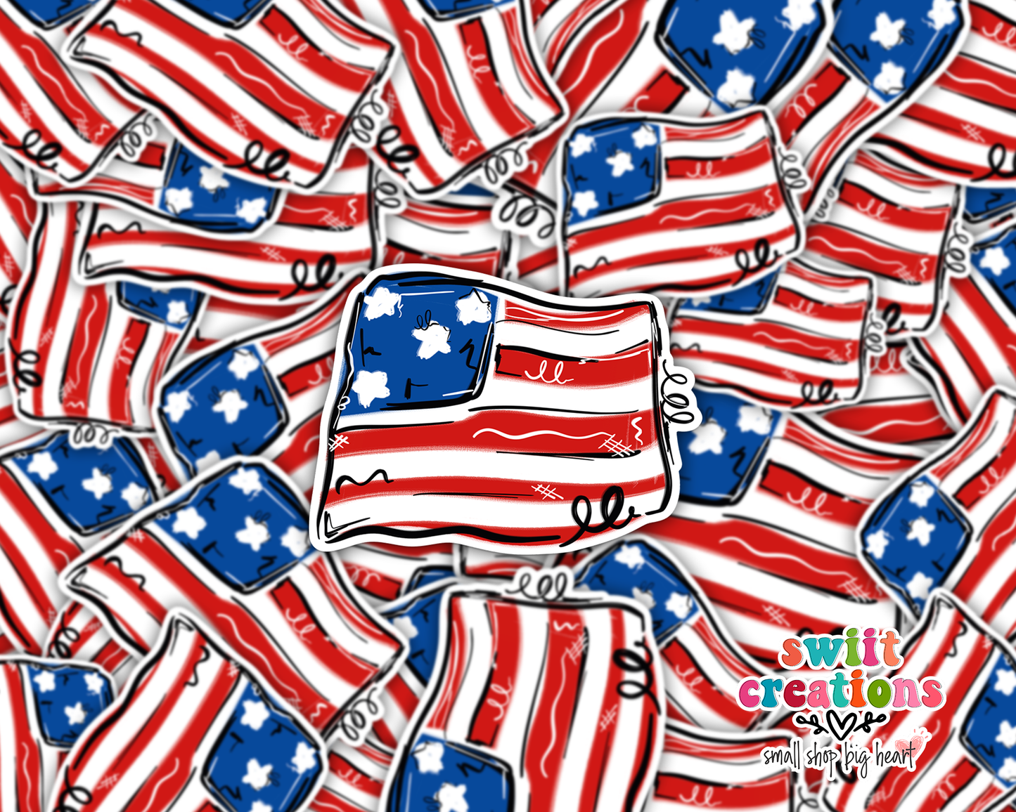 USA Flag Waterproof Sticker (SS285) | SCD404