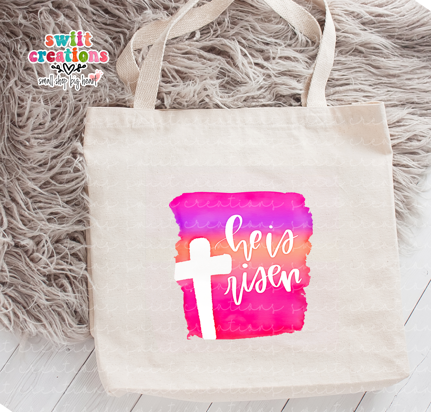 He Is Risen Large Linen Tote