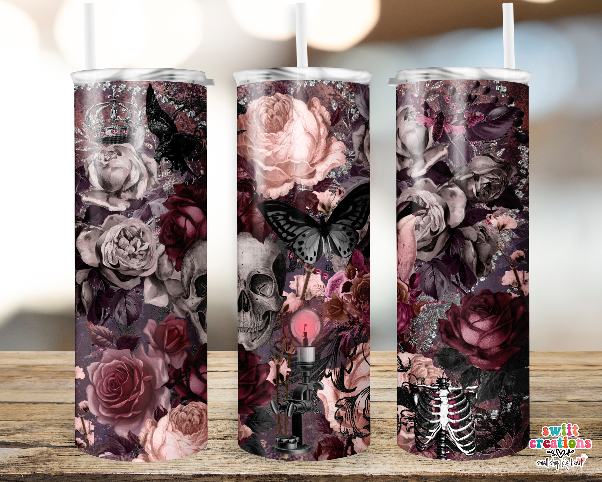Flower and Skull Tumbler (T176)