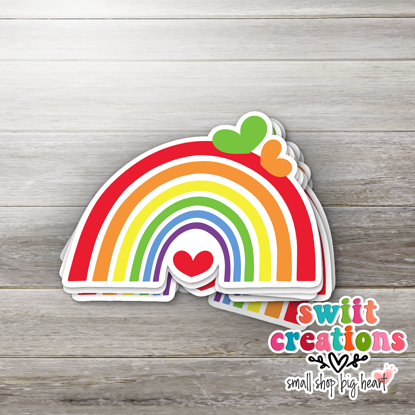 Rainbow and Hearts Waterproof Sticker (SS093) | SCD252