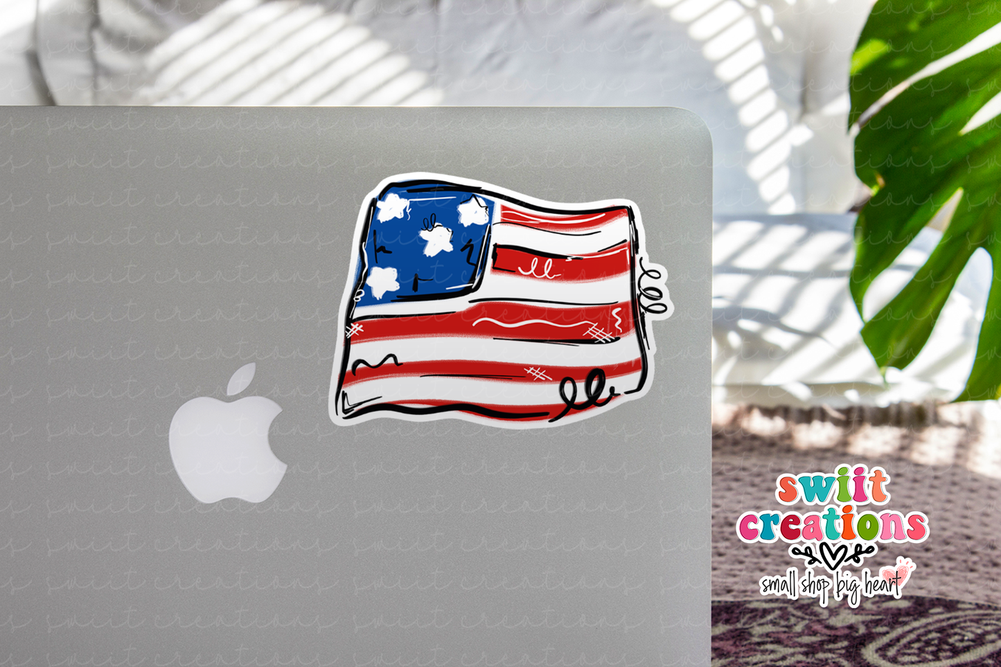 USA Flag Waterproof Sticker (SS285) | SCD404