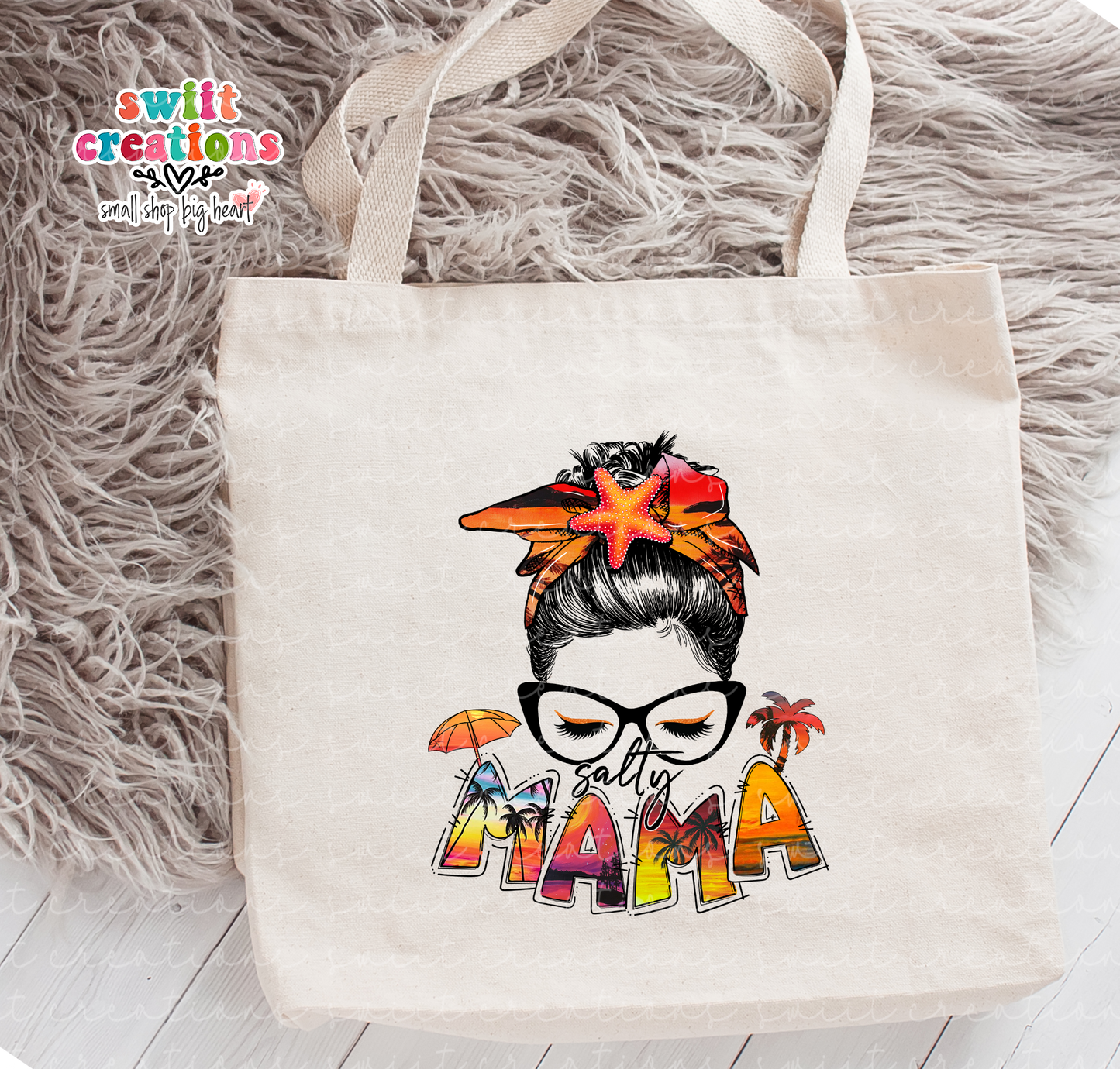 Salty Lil Mama Large Linen Tote