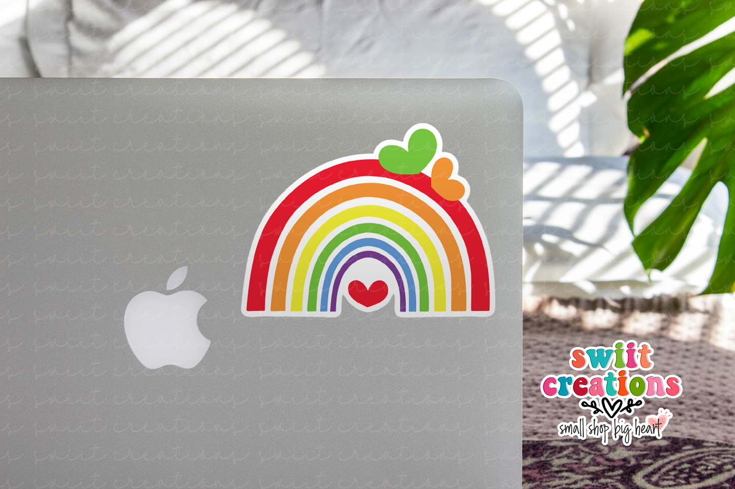 Rainbow and Hearts Waterproof Sticker (SS093) | SCD252