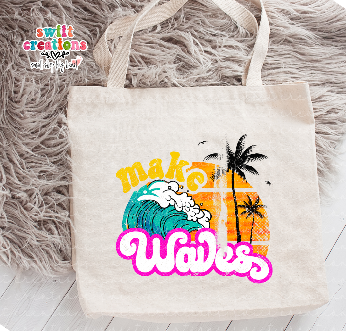 Make Waves Large Linen Tote