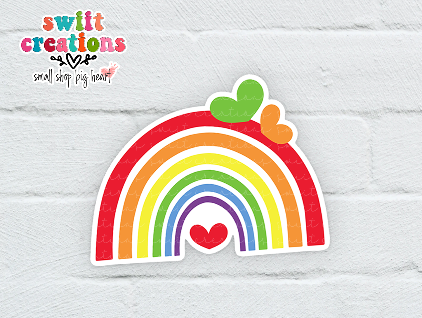 Rainbow and Hearts Waterproof Sticker (SS093) | SCD252