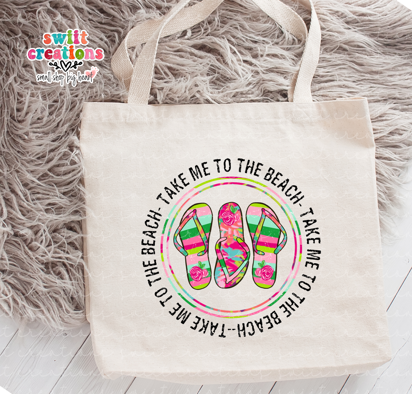Take Me To The Beach Large Linen Tote