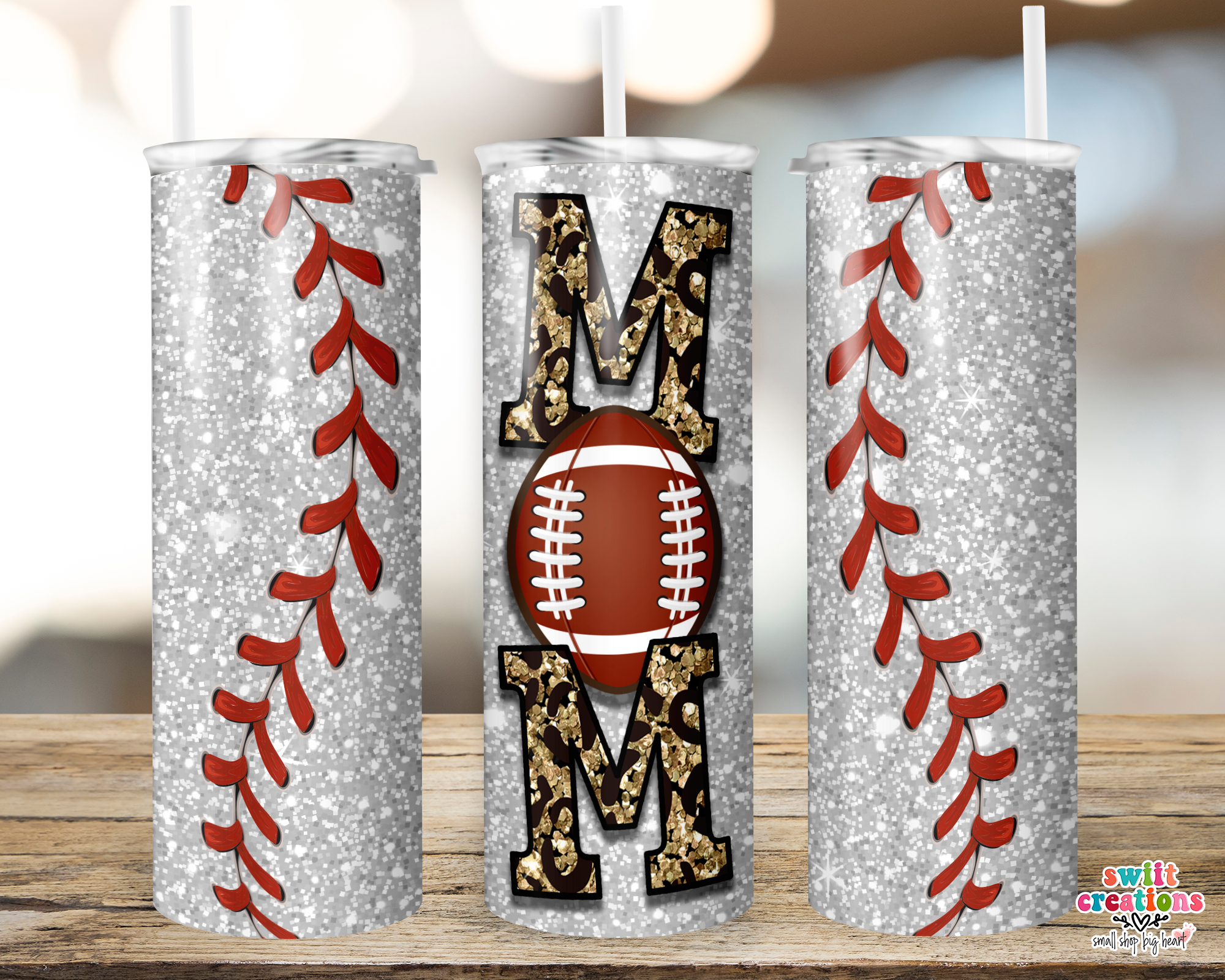 Football Mom Glitter Tumbler (T271)