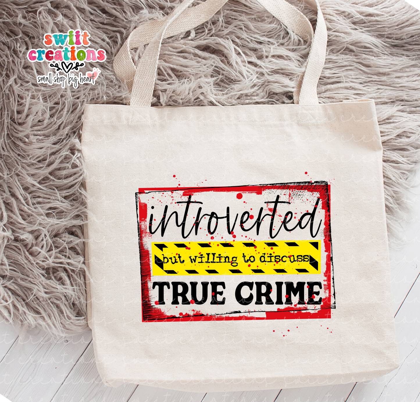 Introverted But Willing to Talk about True Crime Large Linen Tote