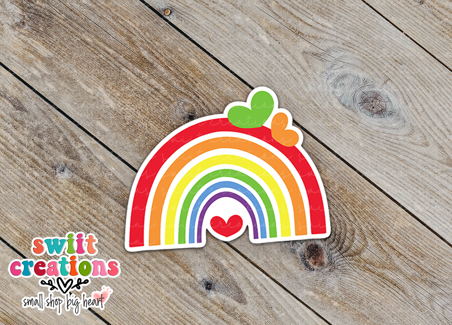 Rainbow and Hearts Waterproof Sticker (SS093) | SCD252