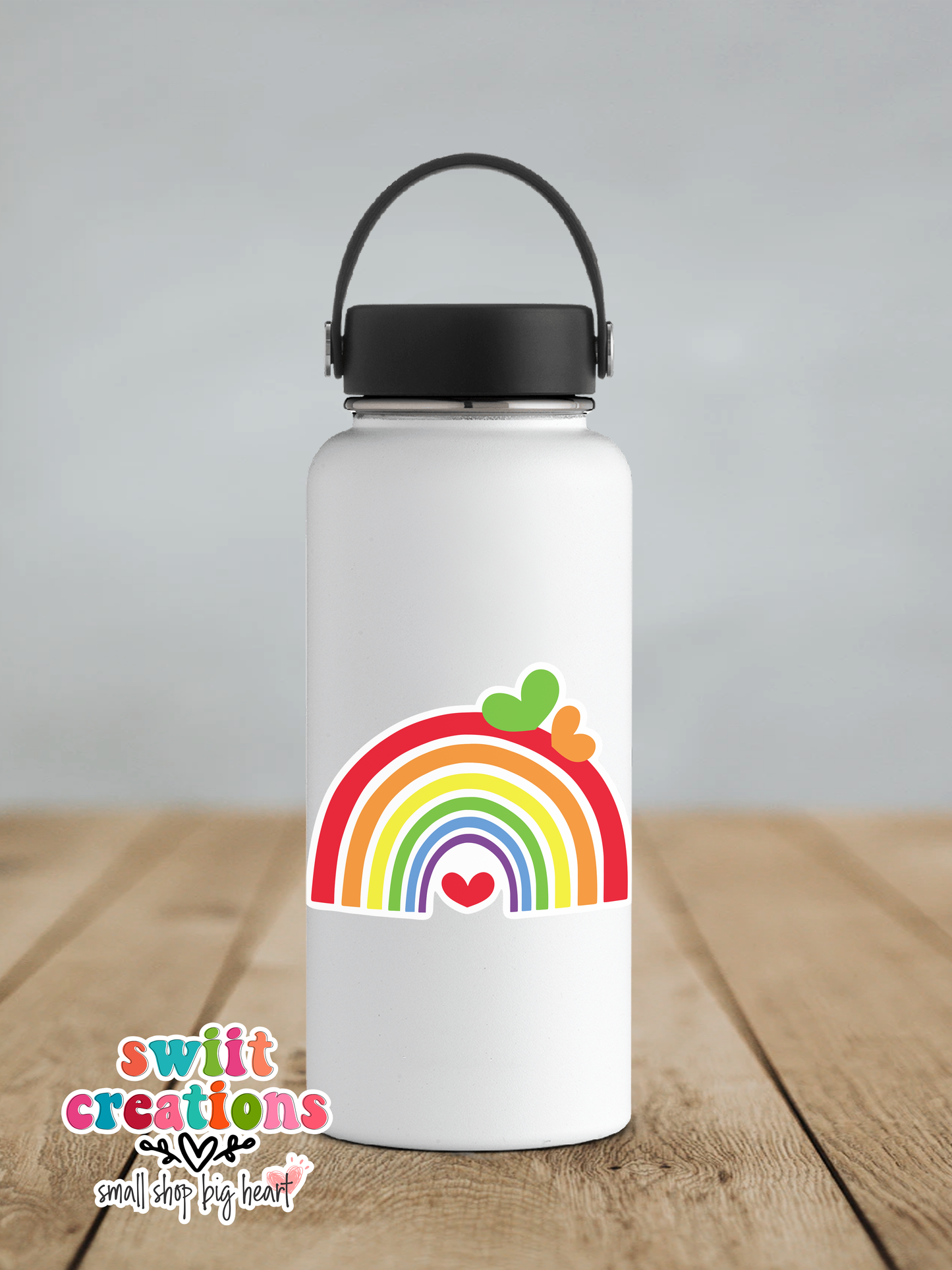 Rainbow and Hearts Waterproof Sticker (SS093) | SCD252