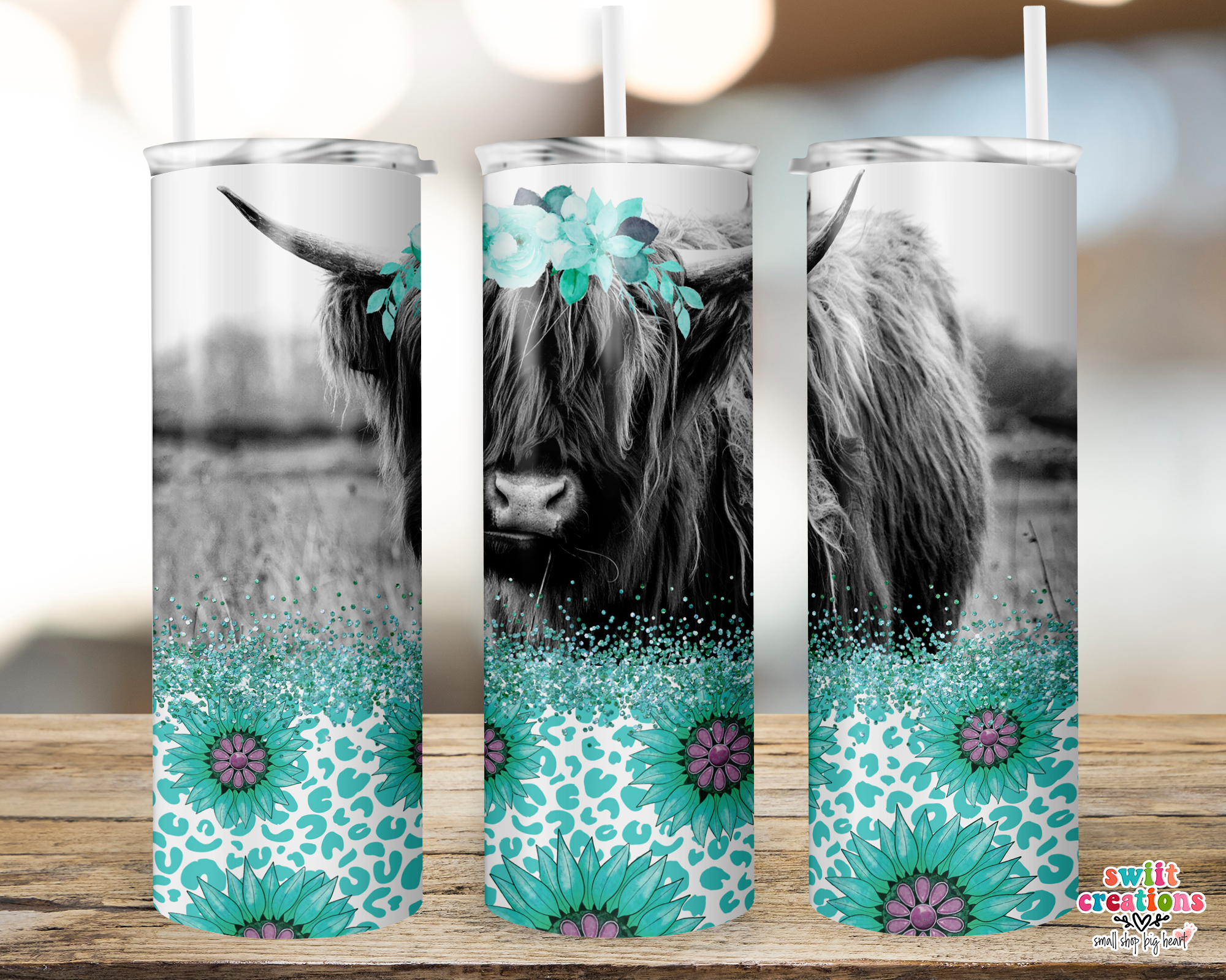 Floral Cow Tumbler (T379)
