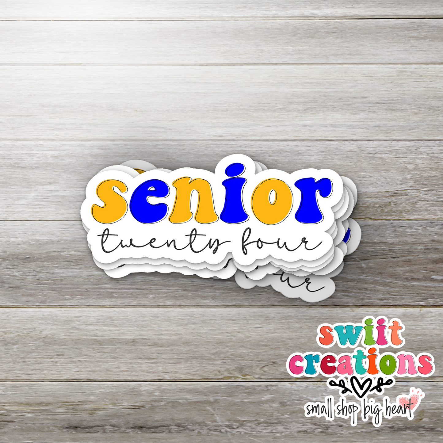 Senior 24 Waterproof Sticker Blue and Gold (SS378) | SCD554