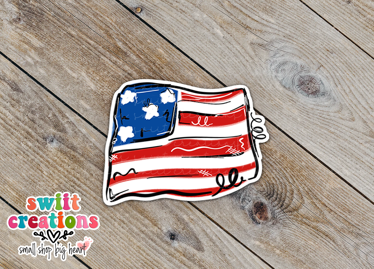 USA Flag Waterproof Sticker (SS285) | SCD404