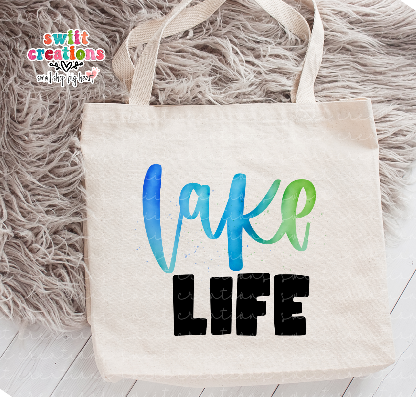 Lake Life Large Linen Tote