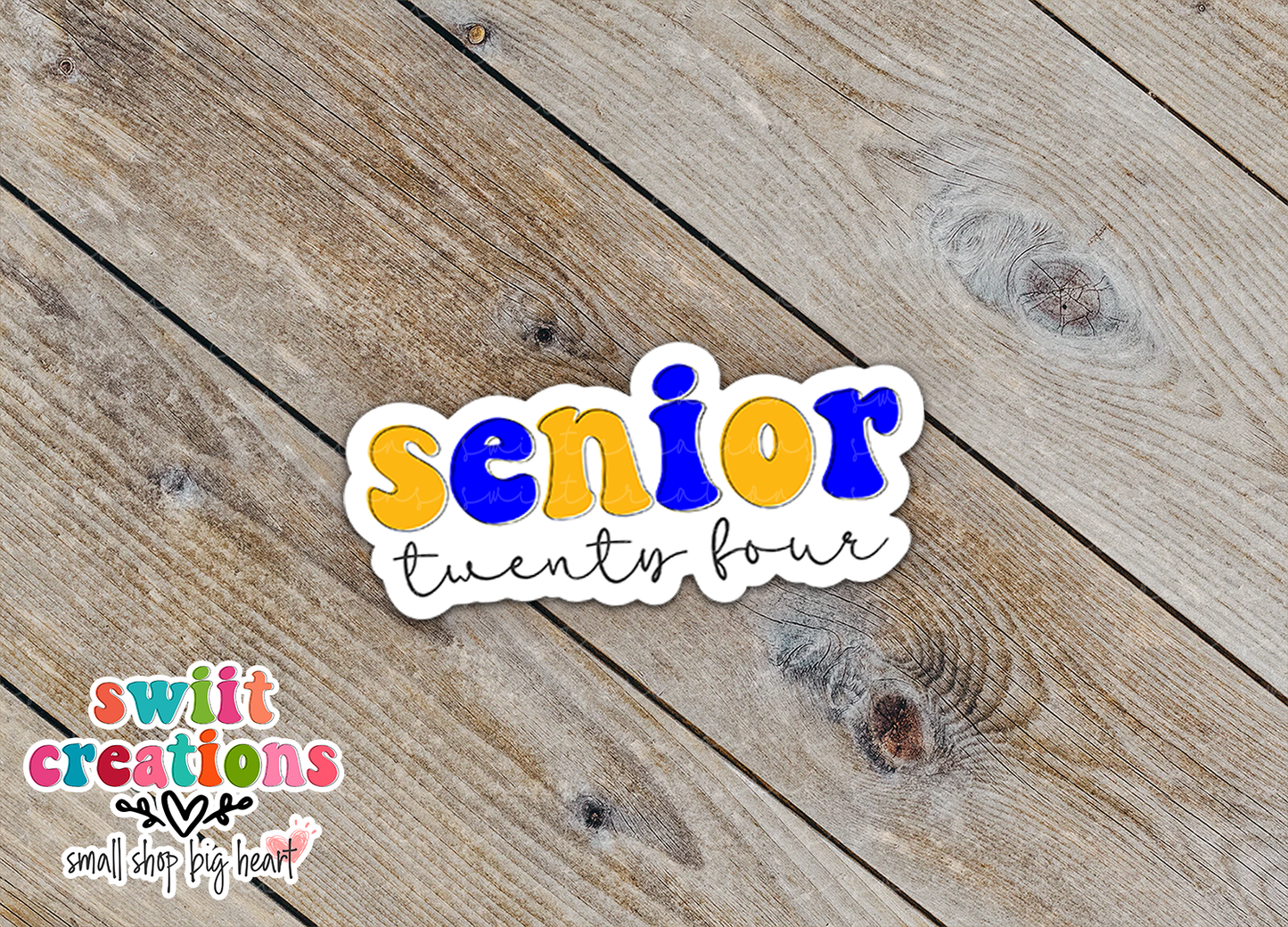 Senior 24 Waterproof Sticker Blue and Gold (SS378) | SCD554