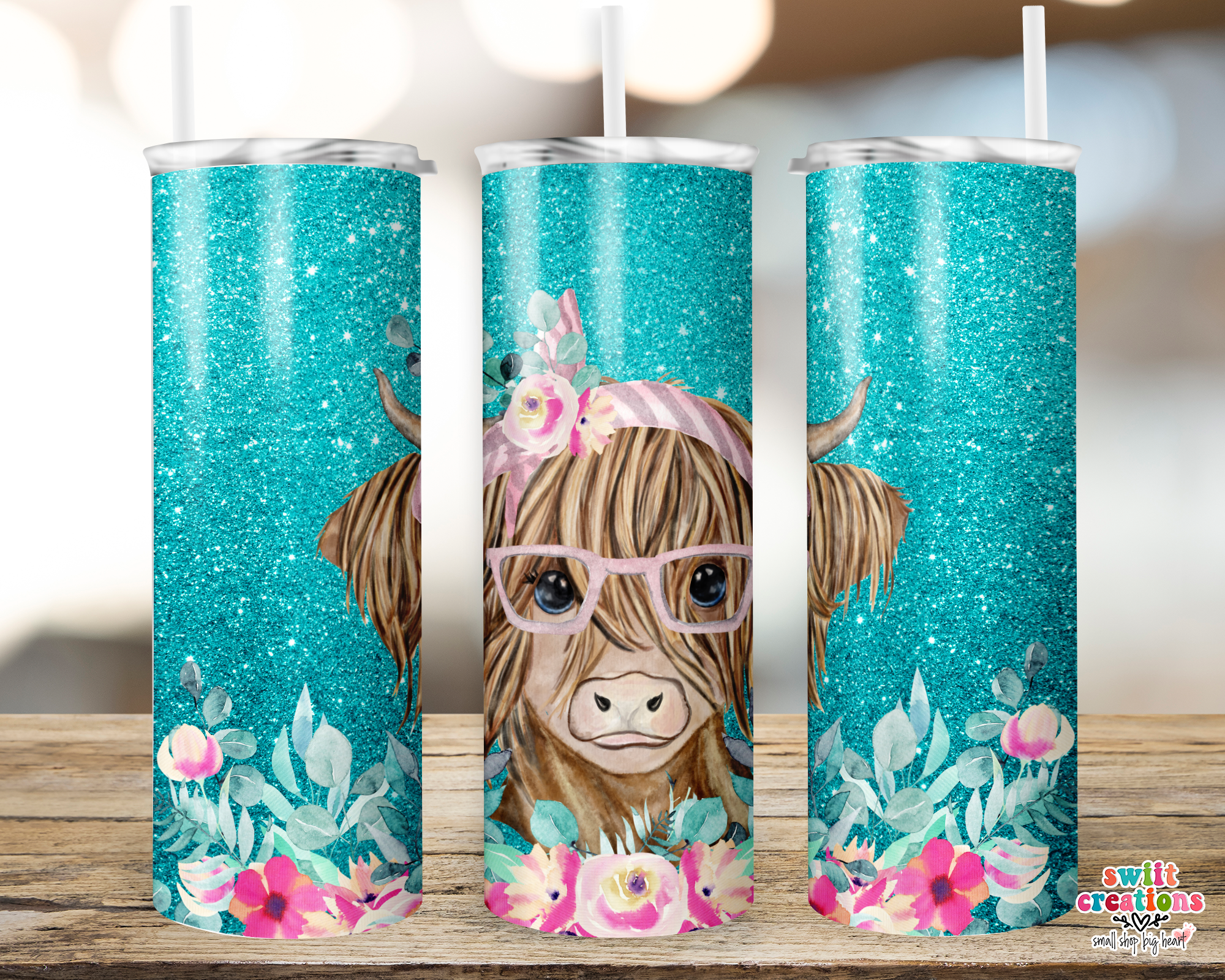 Floral Cow Tumbler (T344)