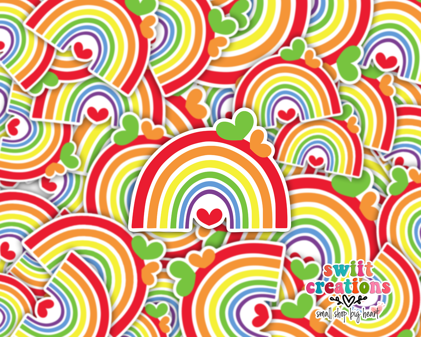 Rainbow and Hearts Waterproof Sticker (SS093) | SCD252