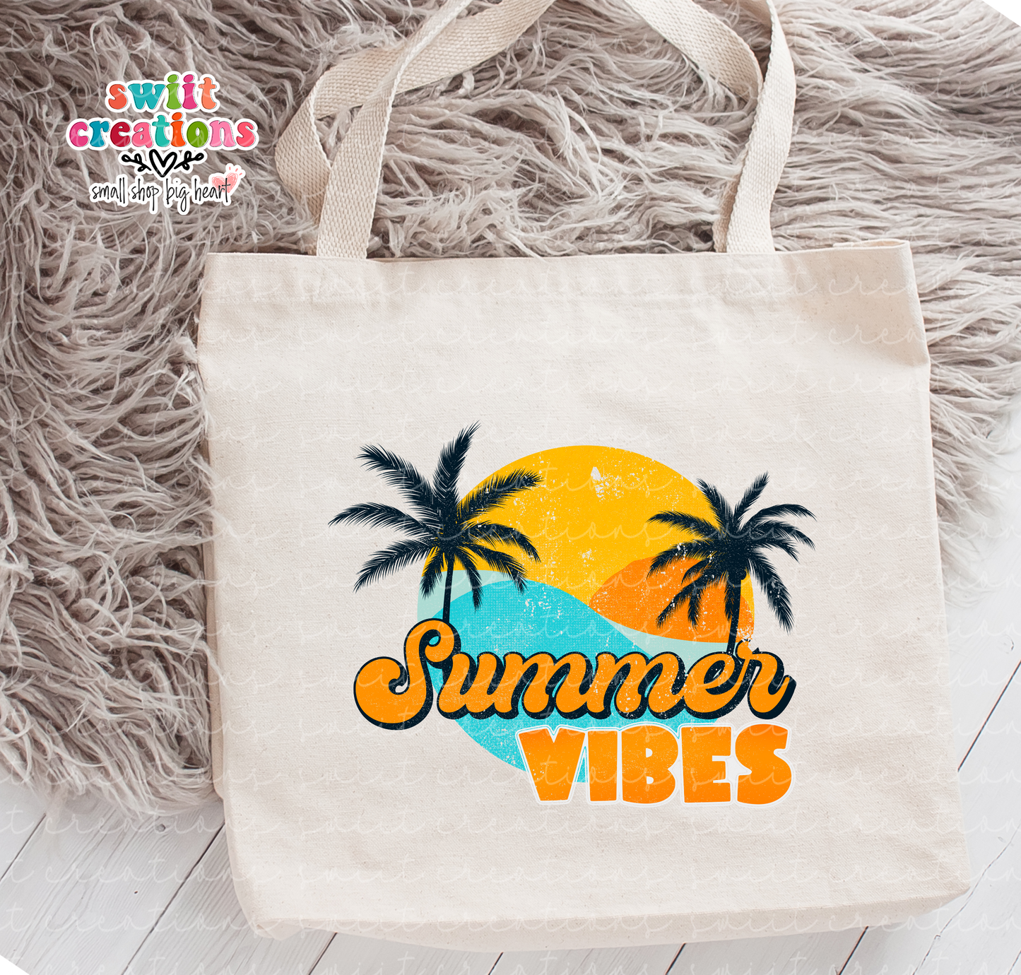 Sumertime Vibes Large Linen Tote