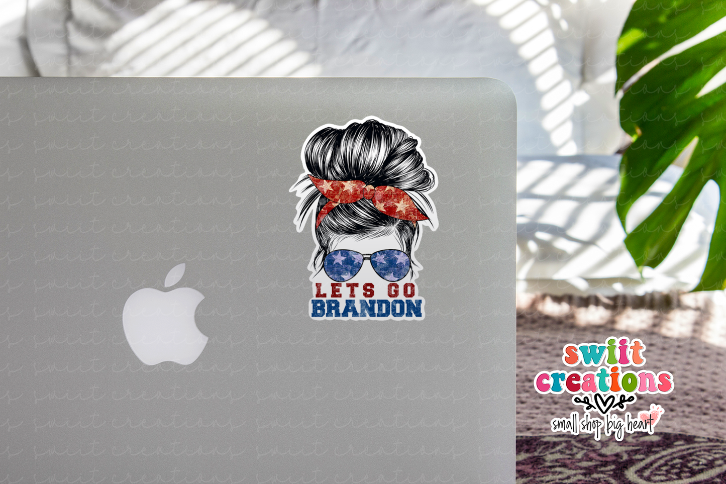 Let's Go Brandon Messy Bun Waterproof Sticker (SS239) | SCD225