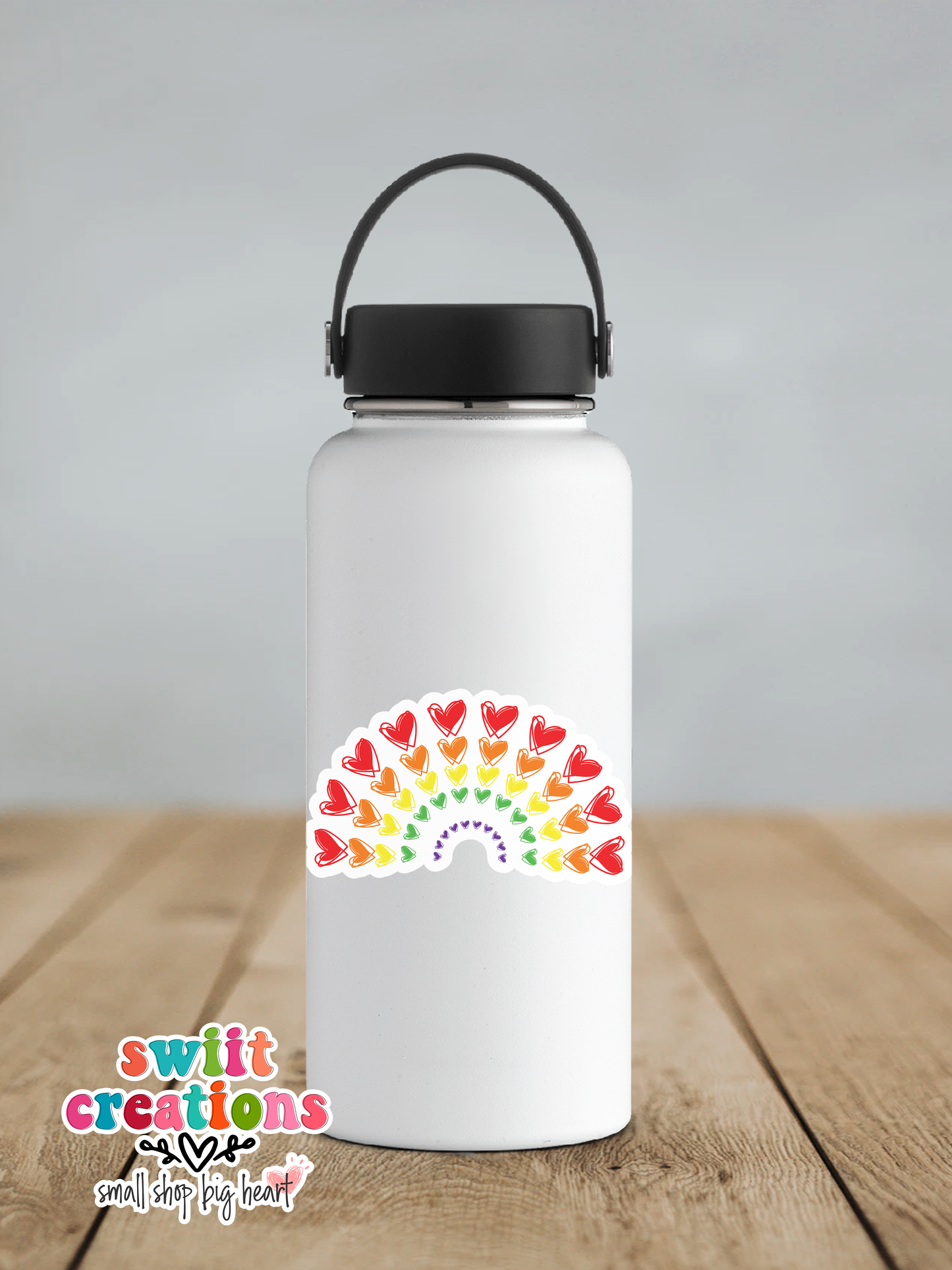 Rainbow of Hearts Waterproof Sticker (SS009) | SCD110