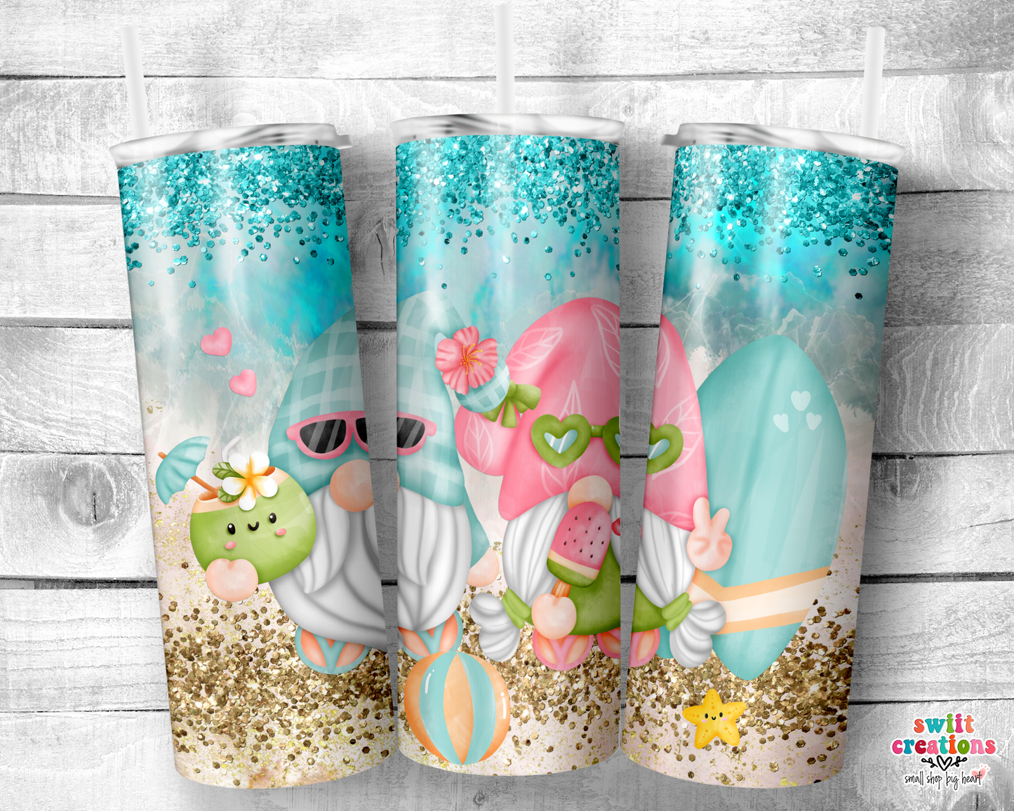 Summer Beach Gnome Tumbler (T228)