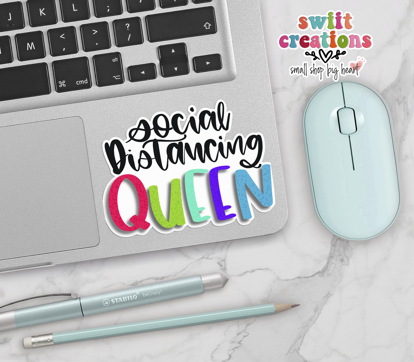 Social Distancing Queen Waterproof Sticker (SS052) | SCD147