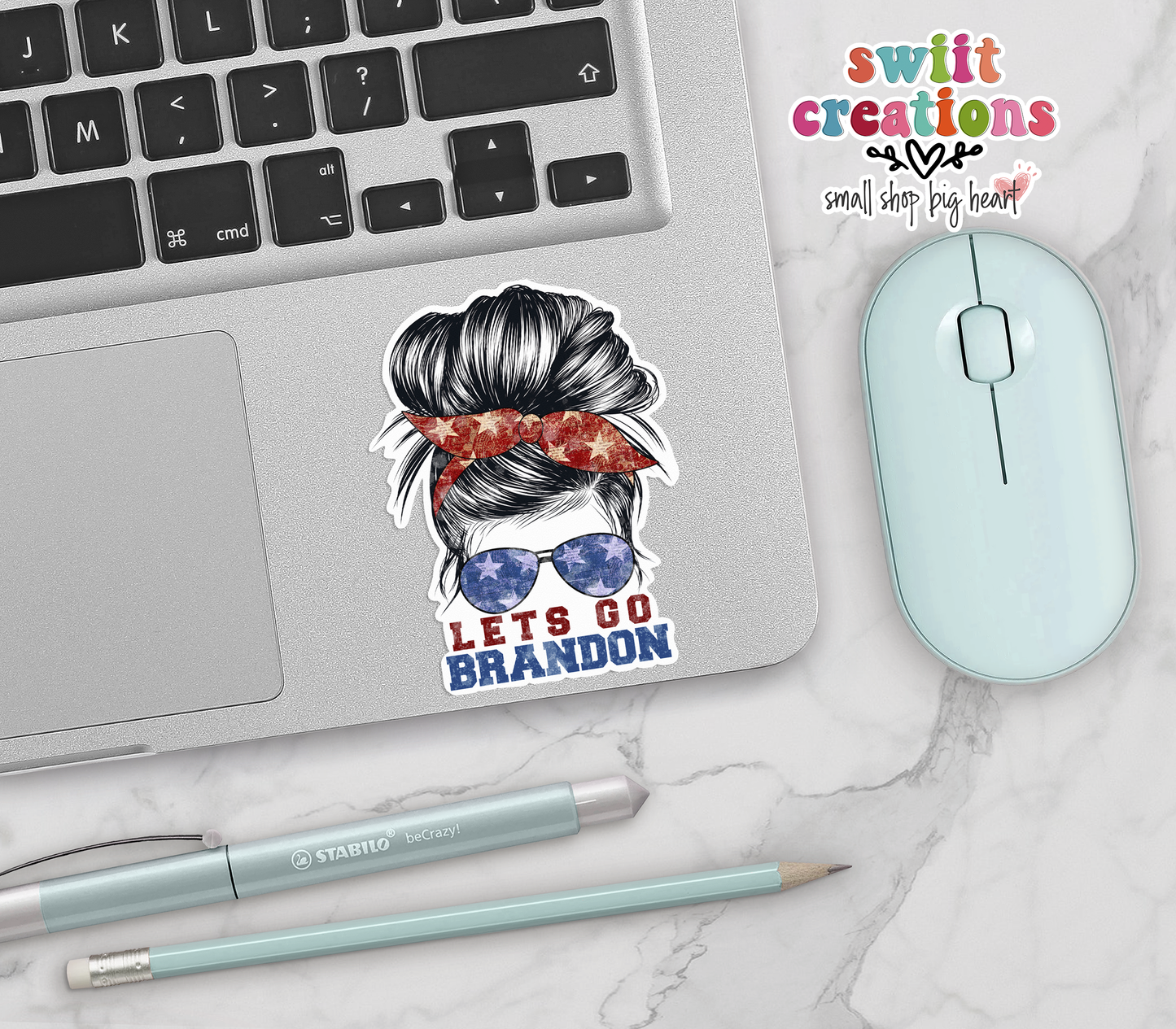 Let's Go Brandon Messy Bun Waterproof Sticker (SS239) | SCD225