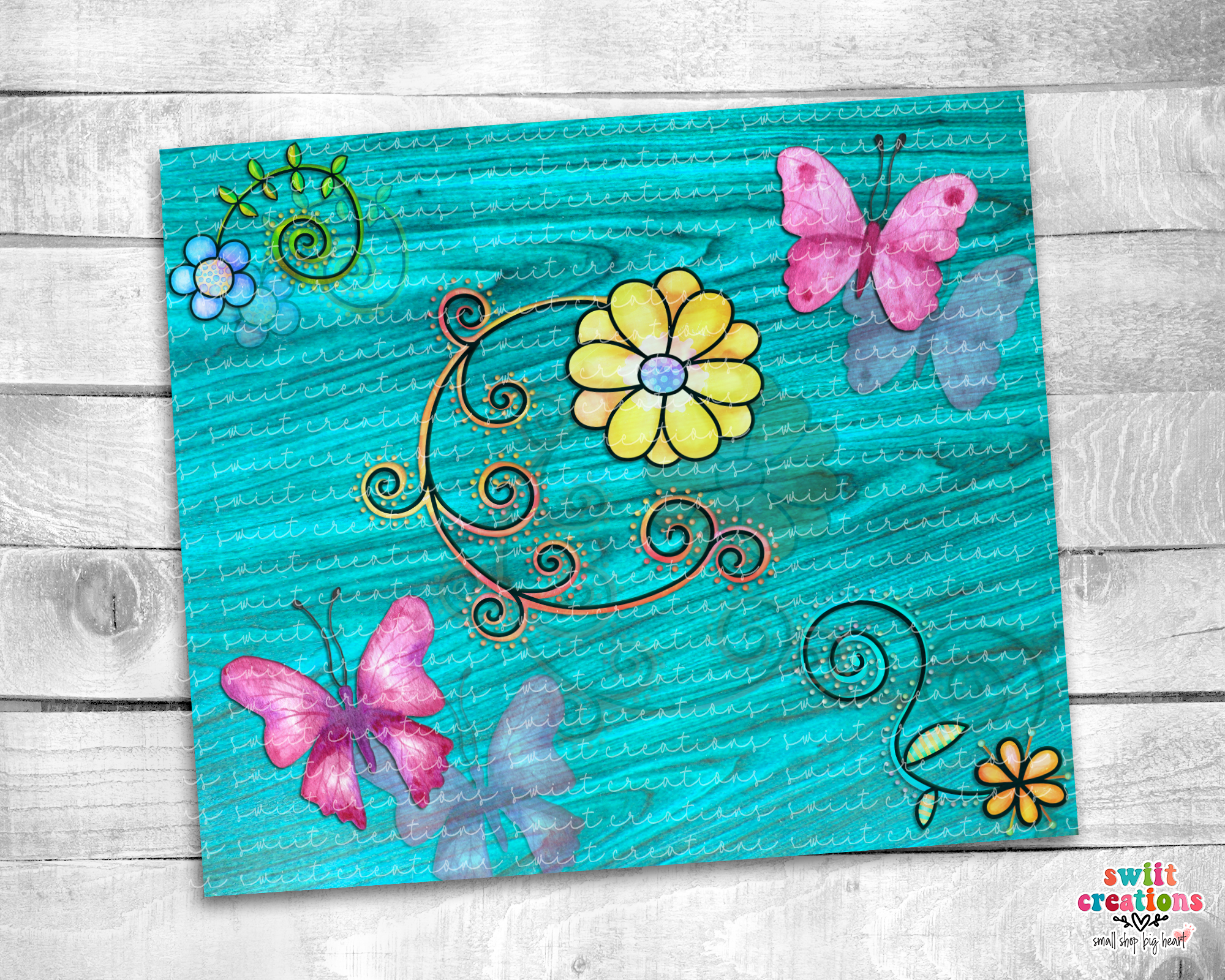 Teal Butterfly Tumbler (T170)