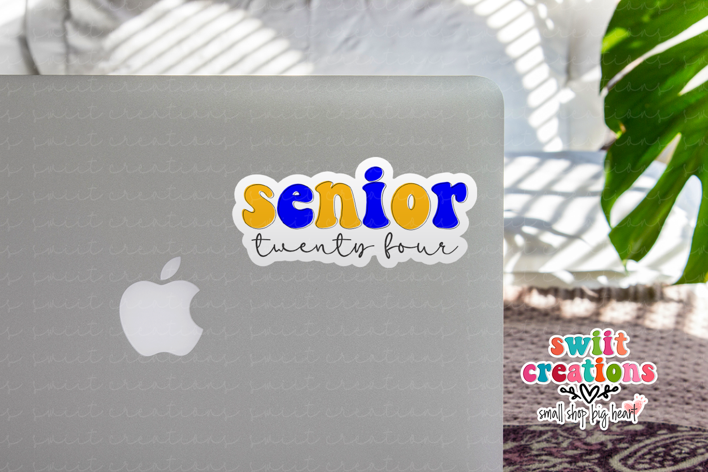 Senior 24 Waterproof Sticker Blue and Gold (SS378) | SCD554
