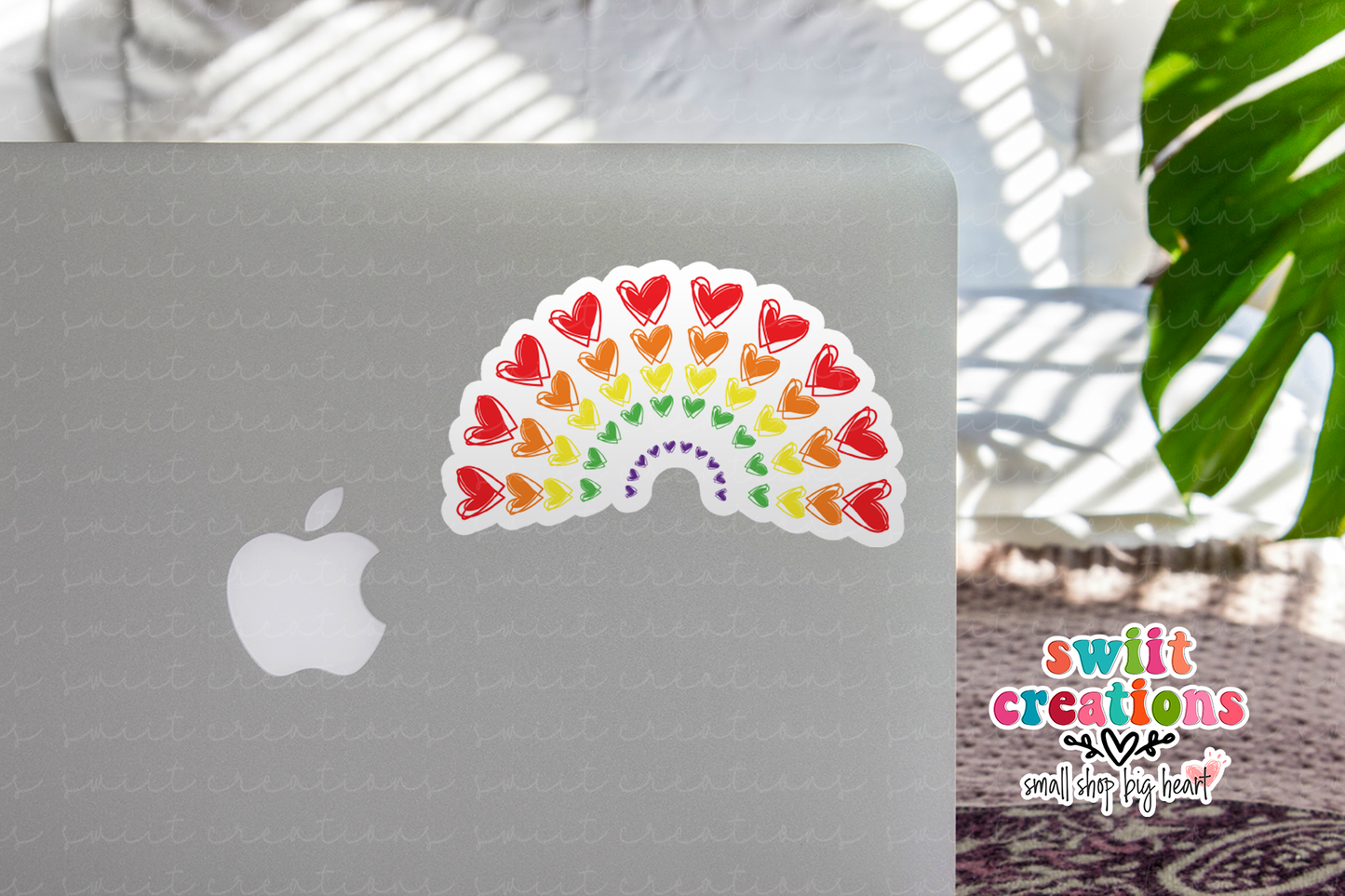 Rainbow of Hearts Waterproof Sticker (SS009) | SCD110