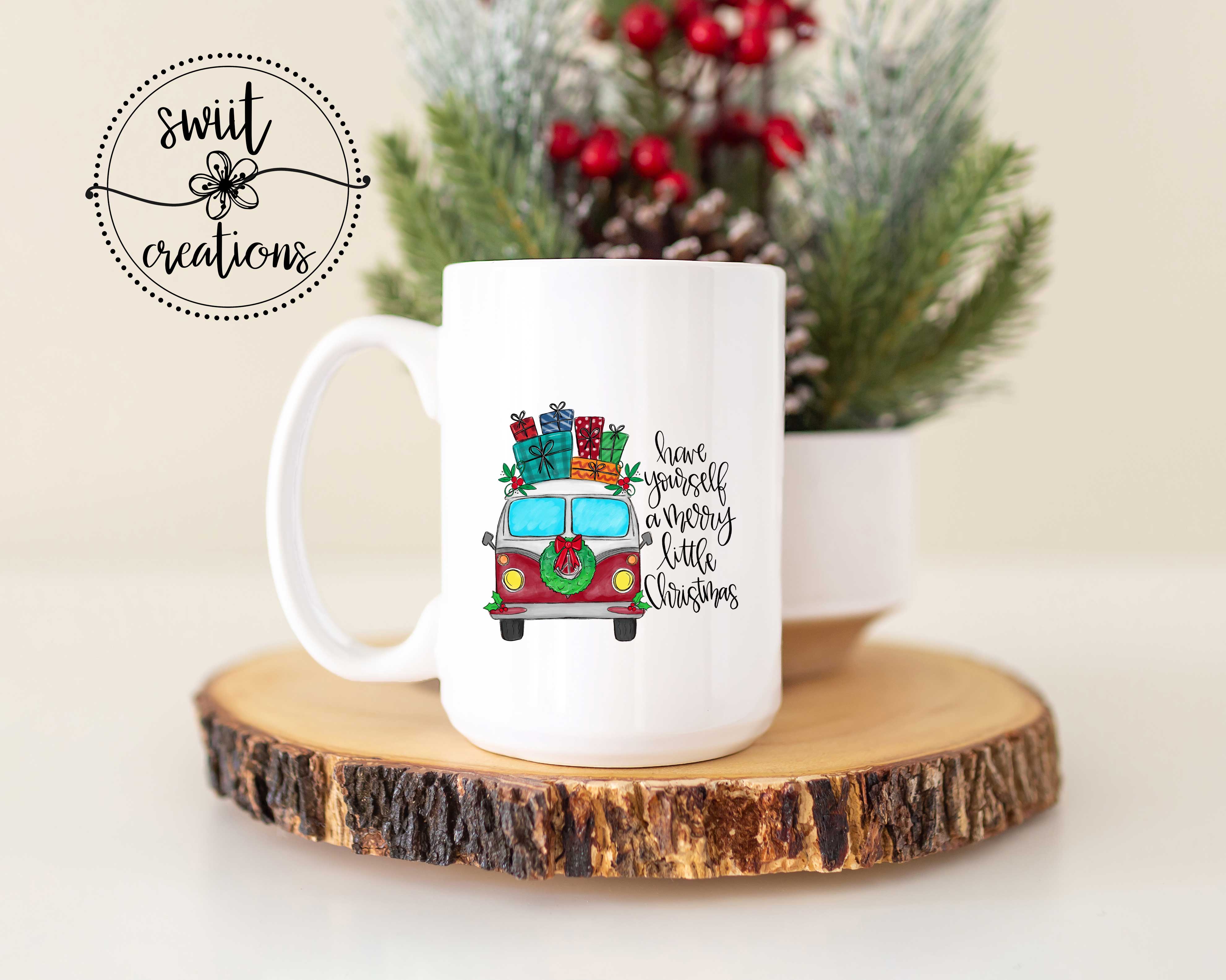 Merry Christmas Van Ceramic Coffee Mug