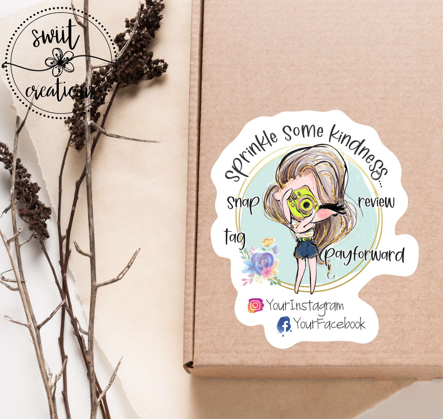 Sprinkle Kindness Leave a Review Sticker (SB16)