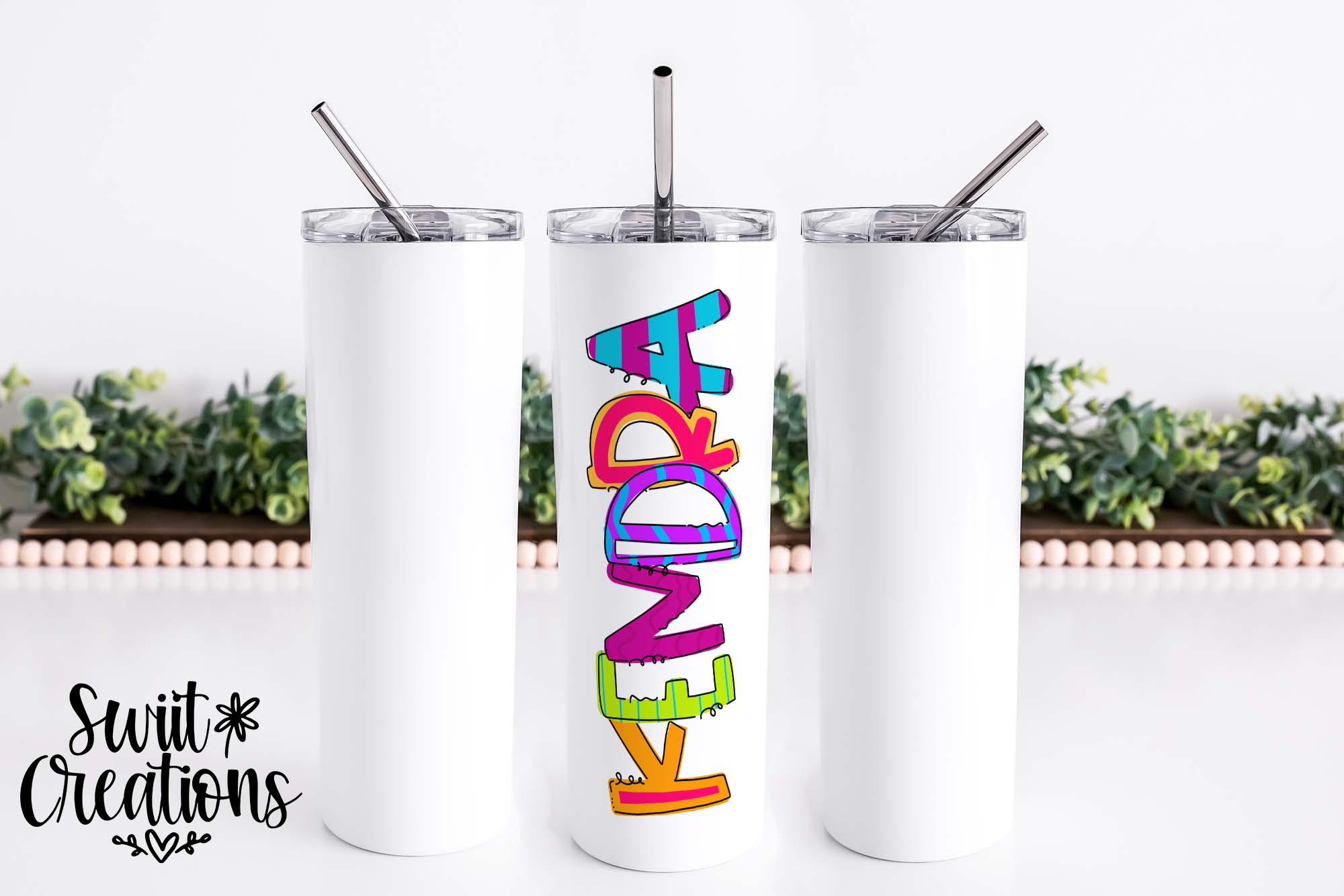 Doodle Font Personalized Tumbler (T051)