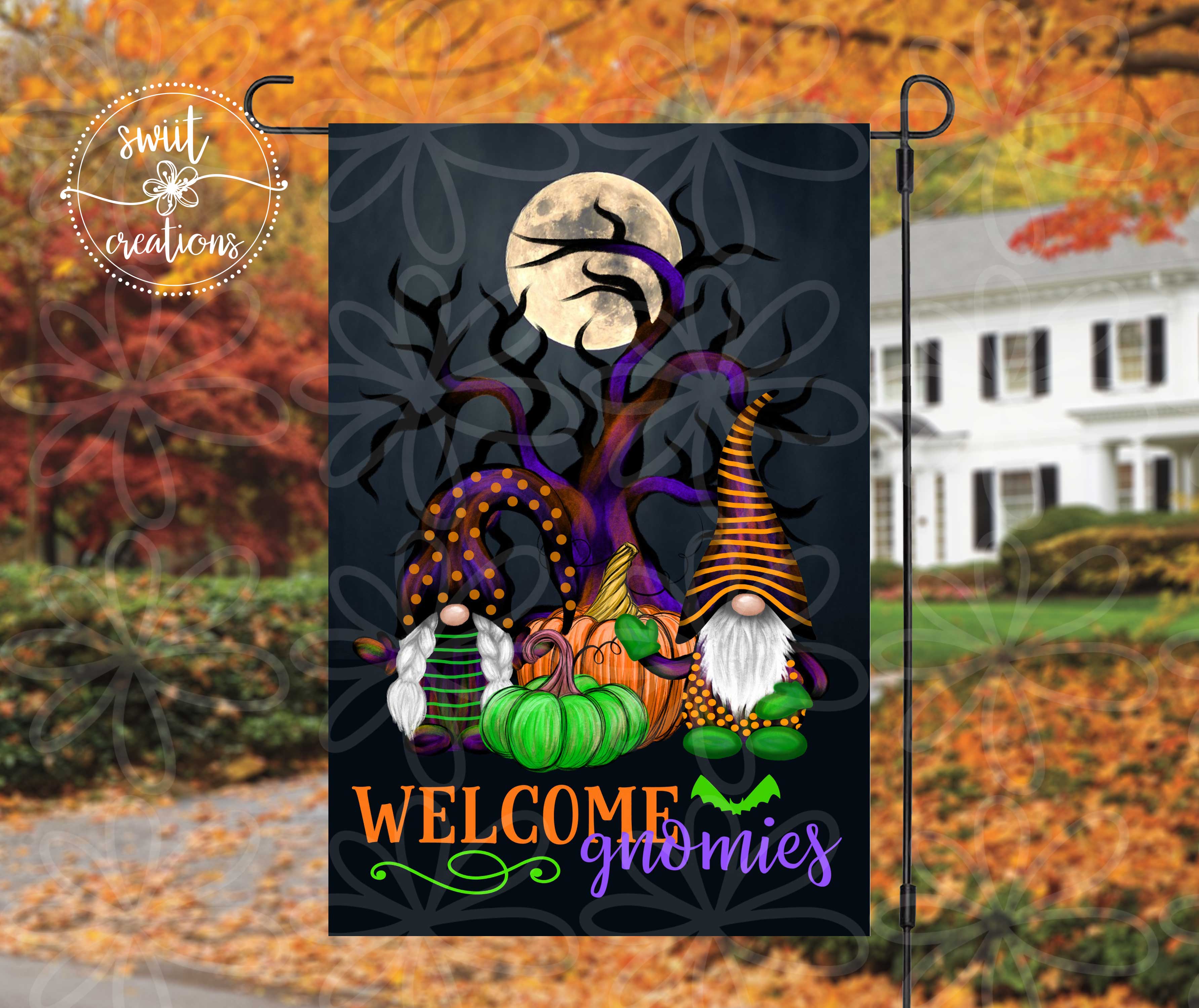Welcome Gnomies Halloween Flag (YF04)