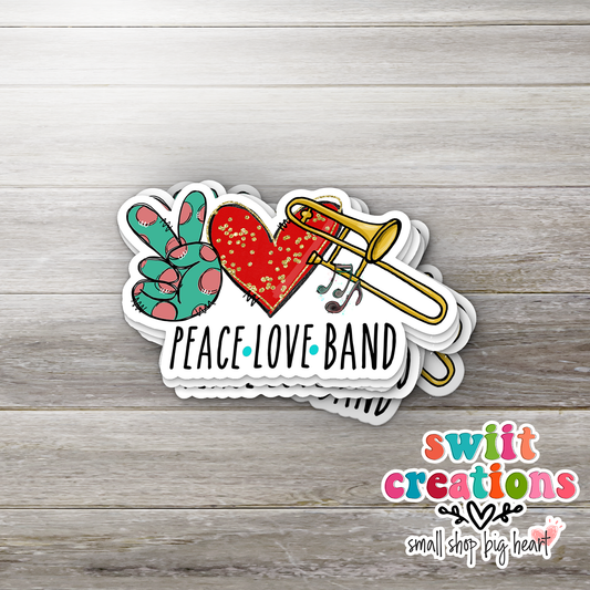 Peace Love Trombone Sticker (SS310) | SCD413
