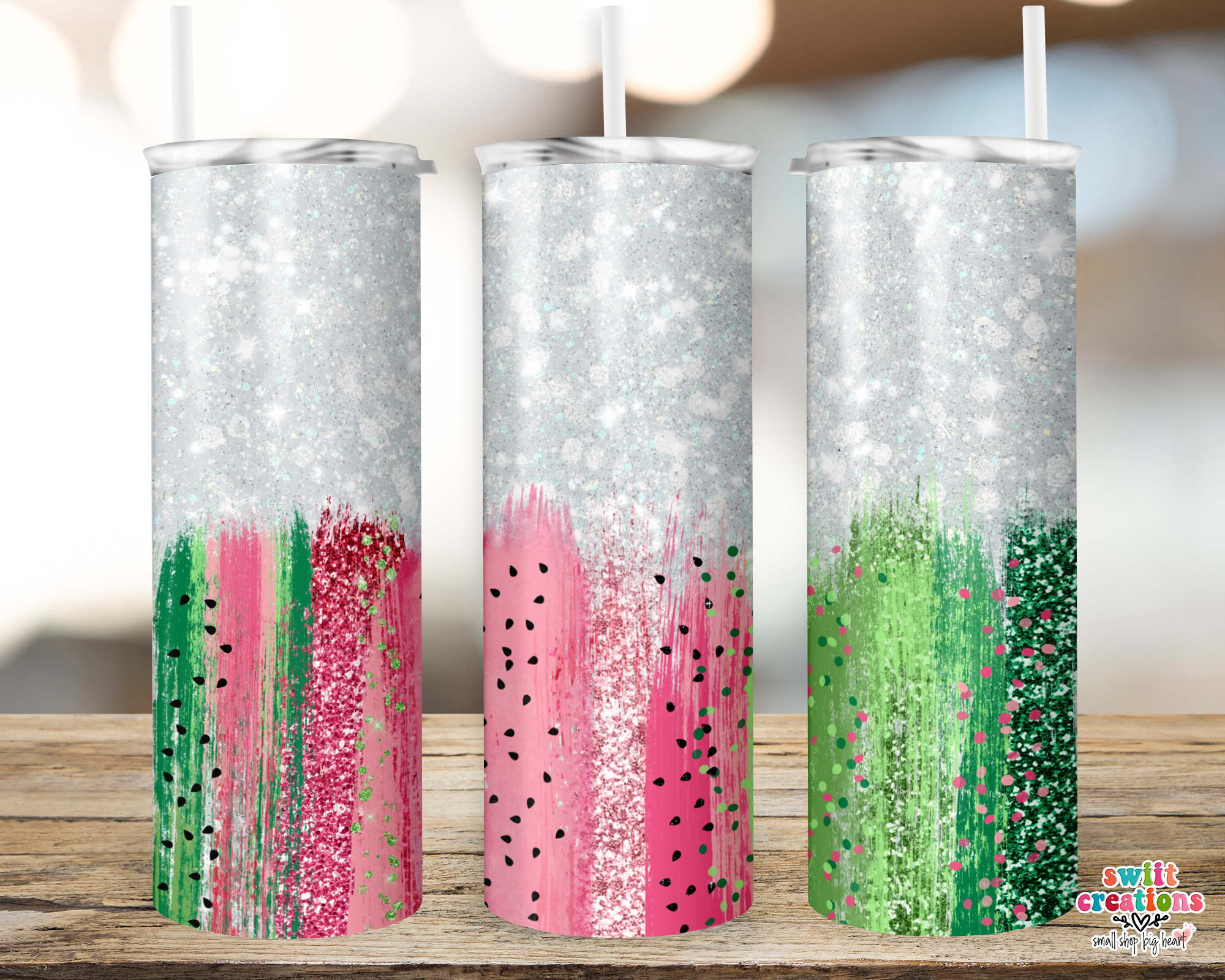 Watermelon Glitter Tumbler (T195)