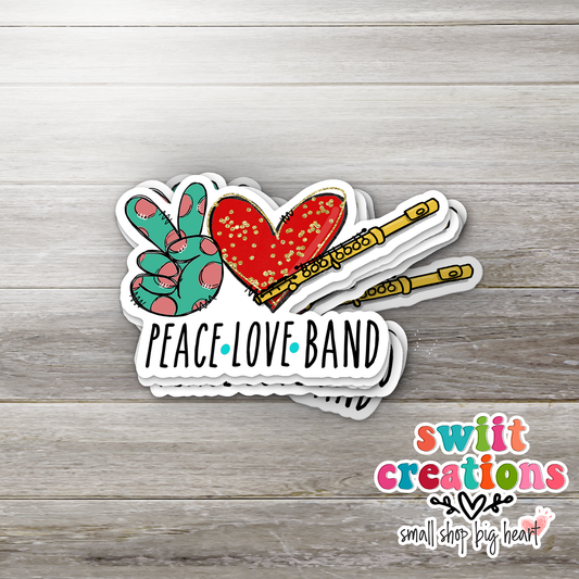 Peace Love Flute Sticker (SS311) | SCD414