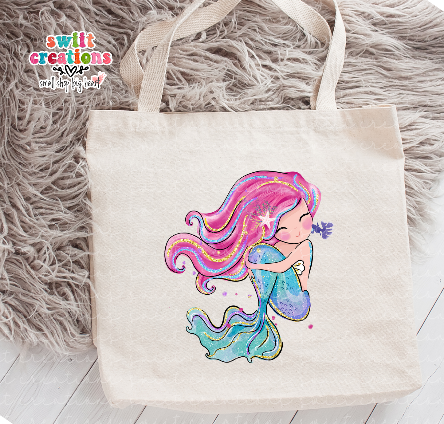 Mermaid Large Linen Tote