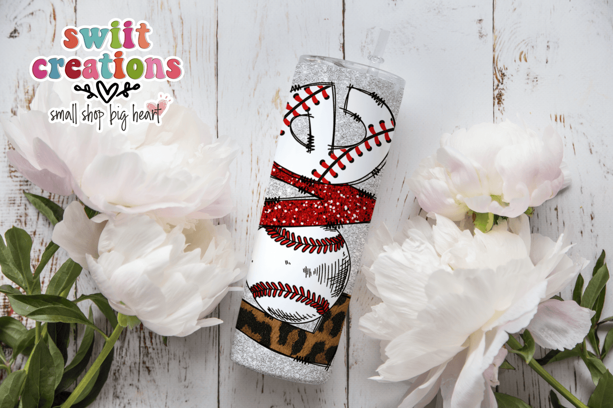 Baseball Love Glitter Tumbler (T385) - Swiit Creations