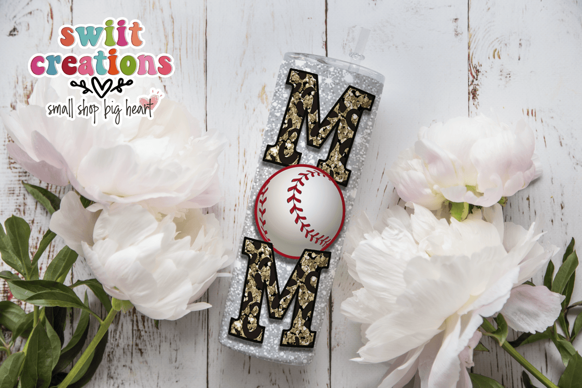 Baseball Mom Glitter Tumbler (T270) - Swiit Creations