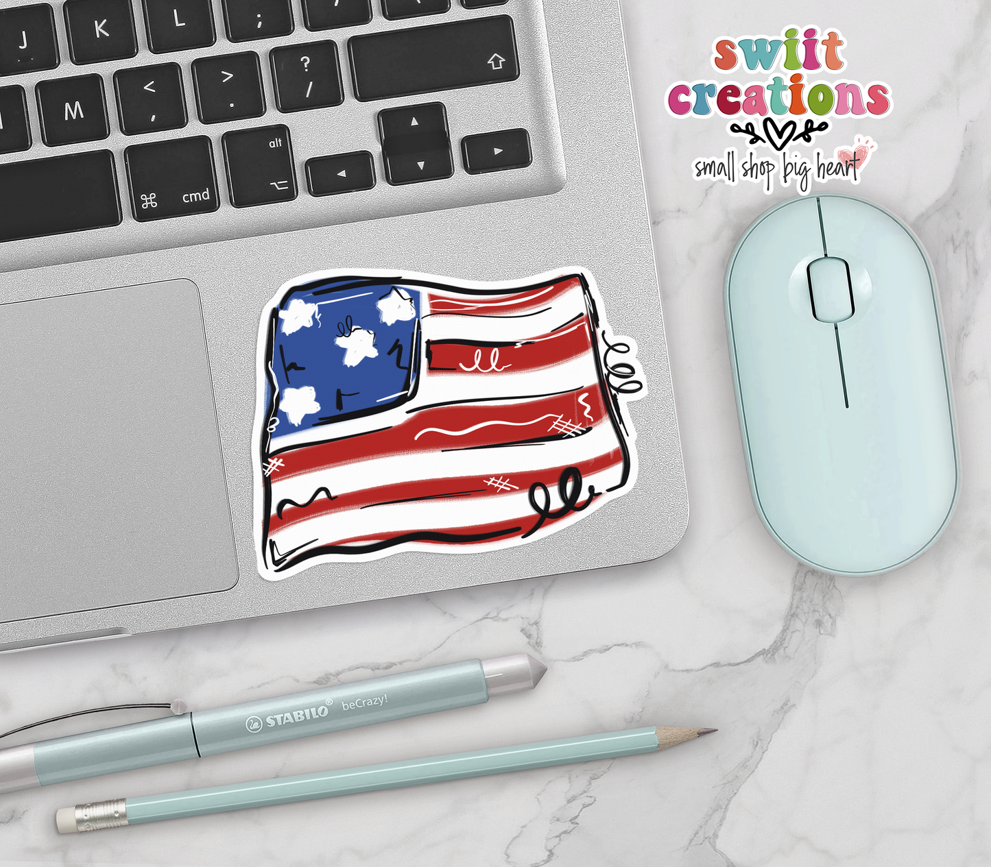 USA Flag Waterproof Sticker (SS285) | SCD404