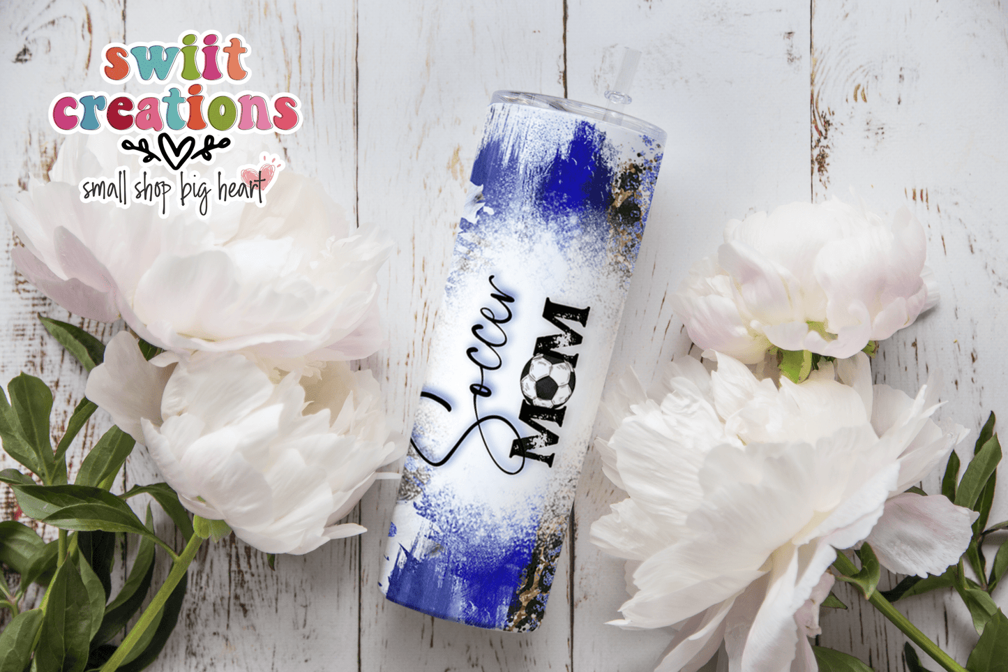 Blue Soccer Mom Tumbler (T367) - Swiit Creations