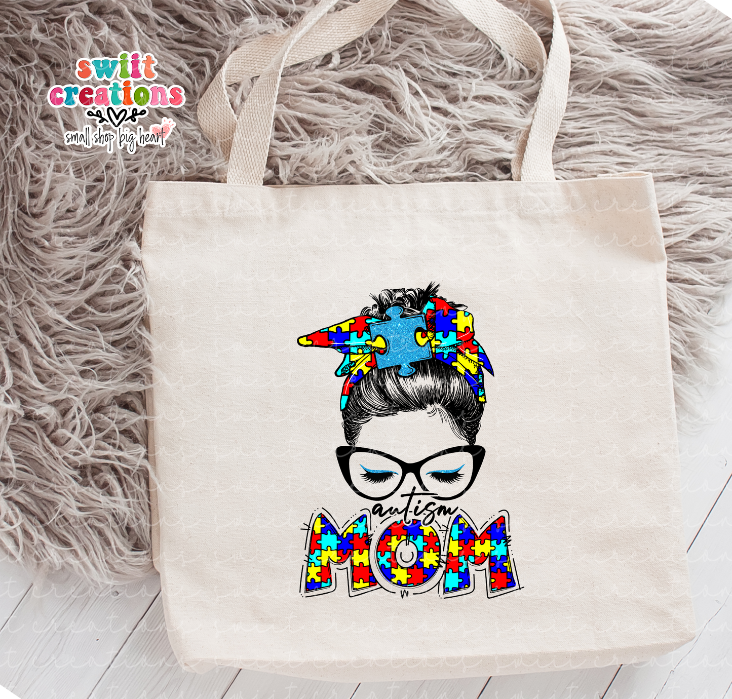 Autism Mom Large Linen Tote