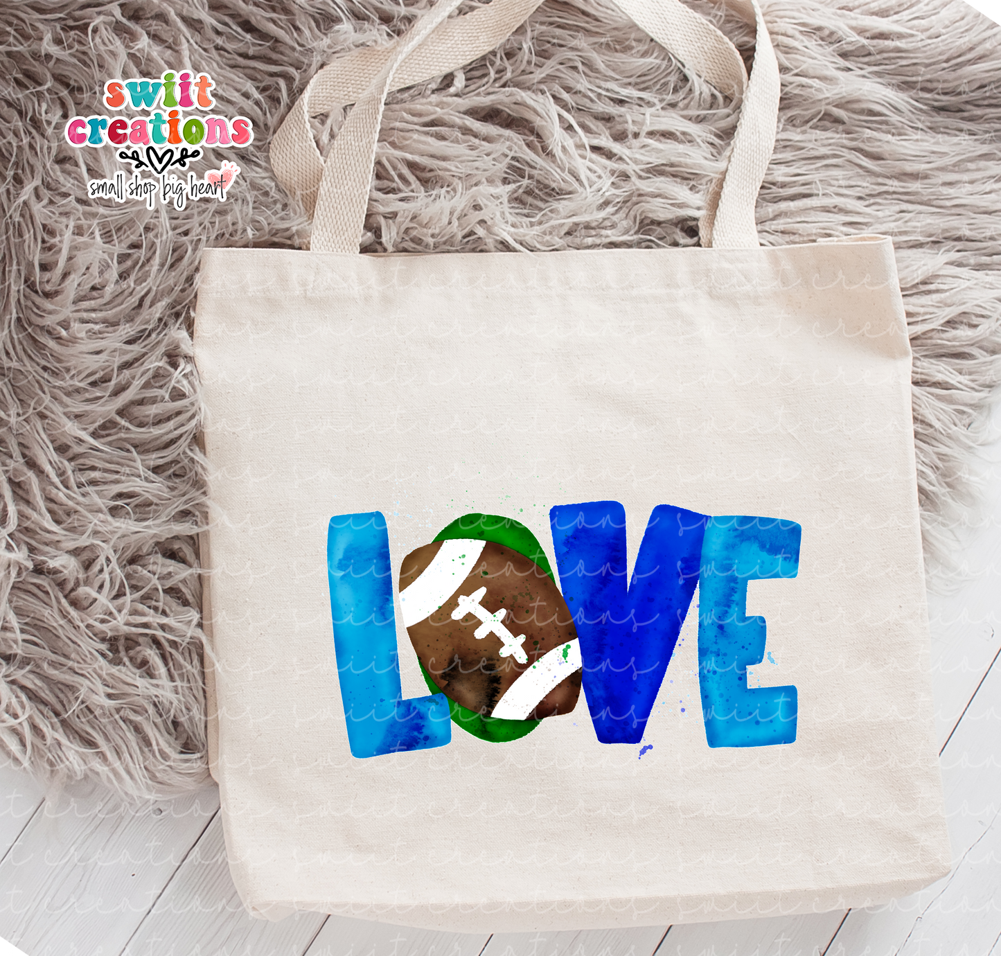 Football Love Large Linen Tote