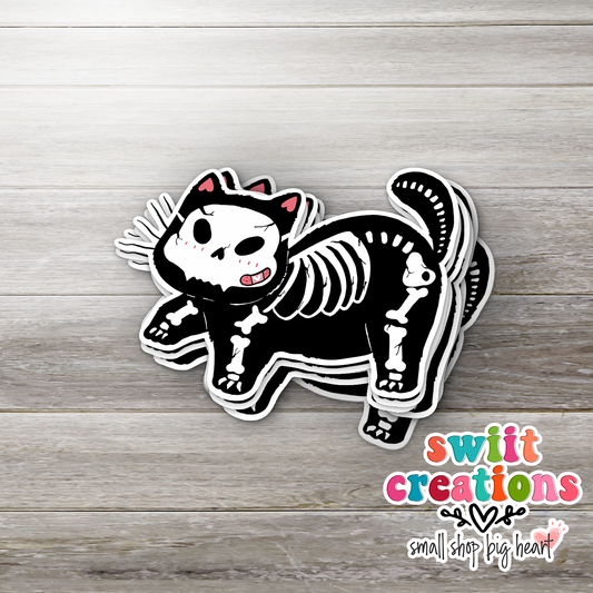 Cute Cat Skeleton Sticker (SS091) | SCD251